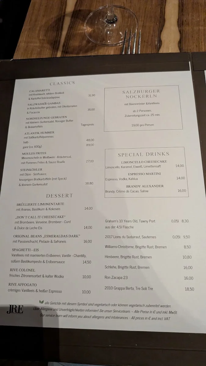 Rive Fish & Faible – Speisekarte in Hamburg