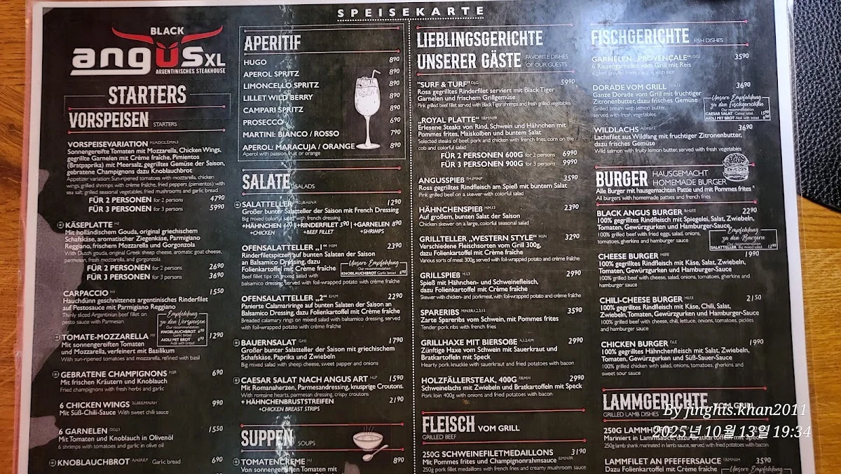 Black Angus XL Steakhouse – Speisekarte in Köln, Nordrhein-Westfalen