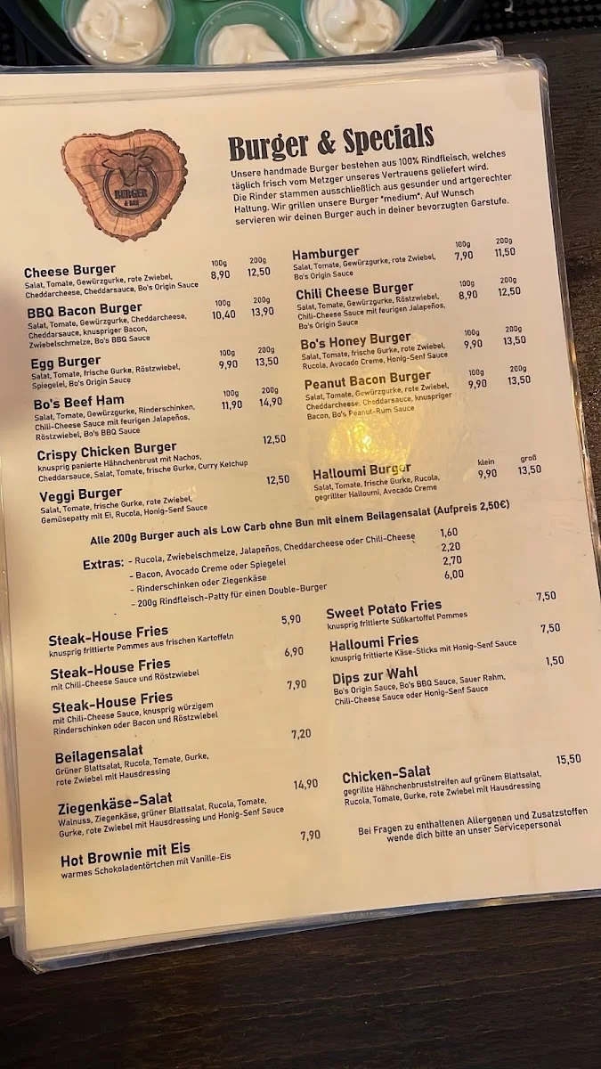 Bo's Burger & Bar – Speisekarte in Stuttgart, Baden-Württemberg