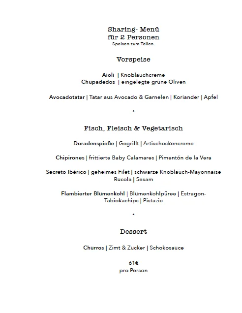 La Trinca – Speisekarte in Frankfurt am Main, Hessen