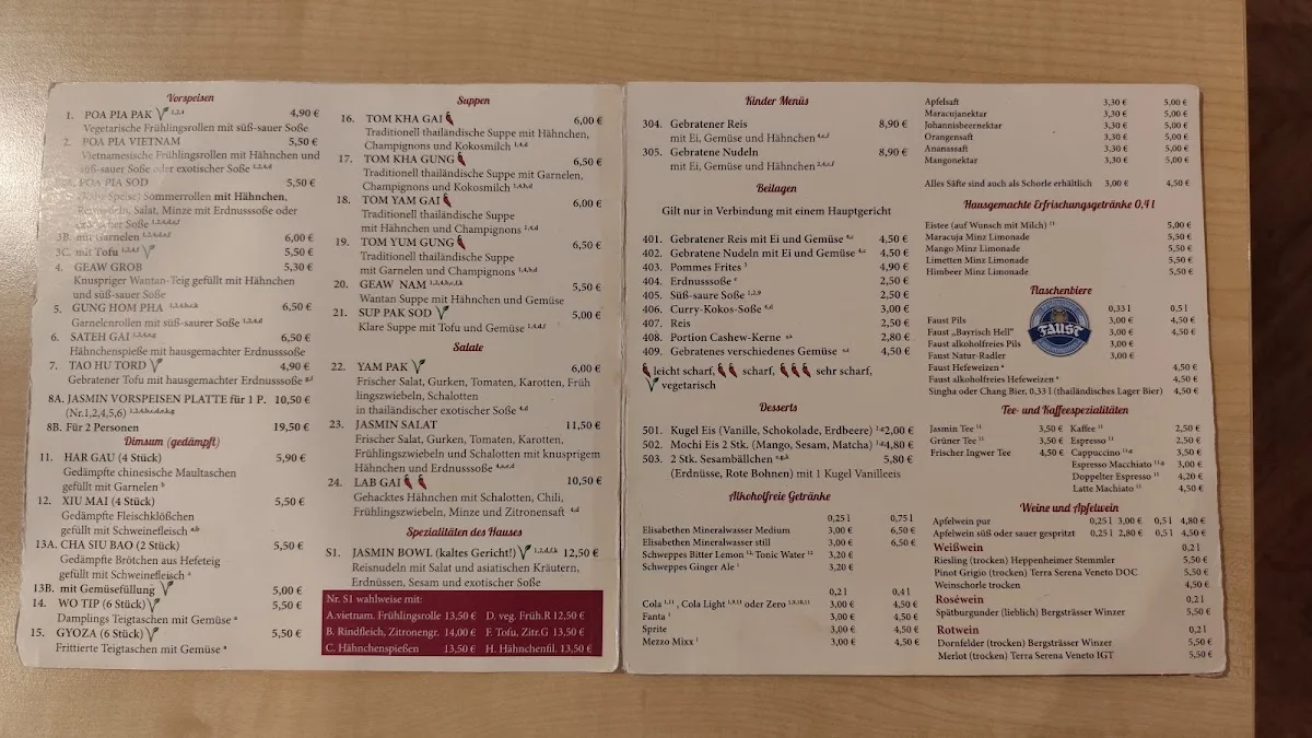 Jasmin Restaurant Griesheim – Speisekarte in Griesheim, Hessen