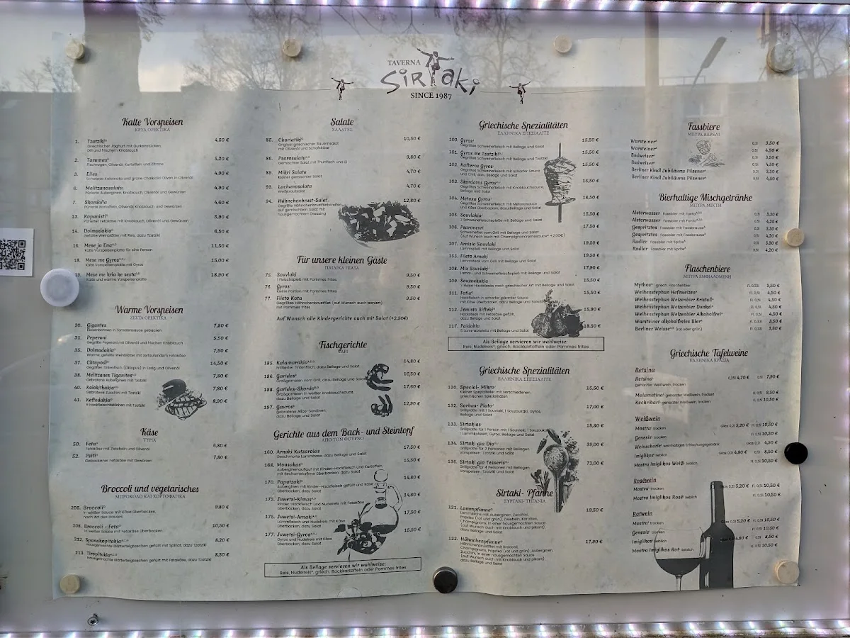 Taverna Sirtaki – Speisekarte in Berlin