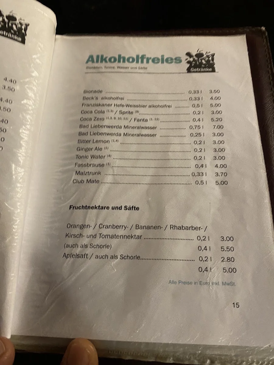Yorckschlösschen – Speisekarte in Berlin