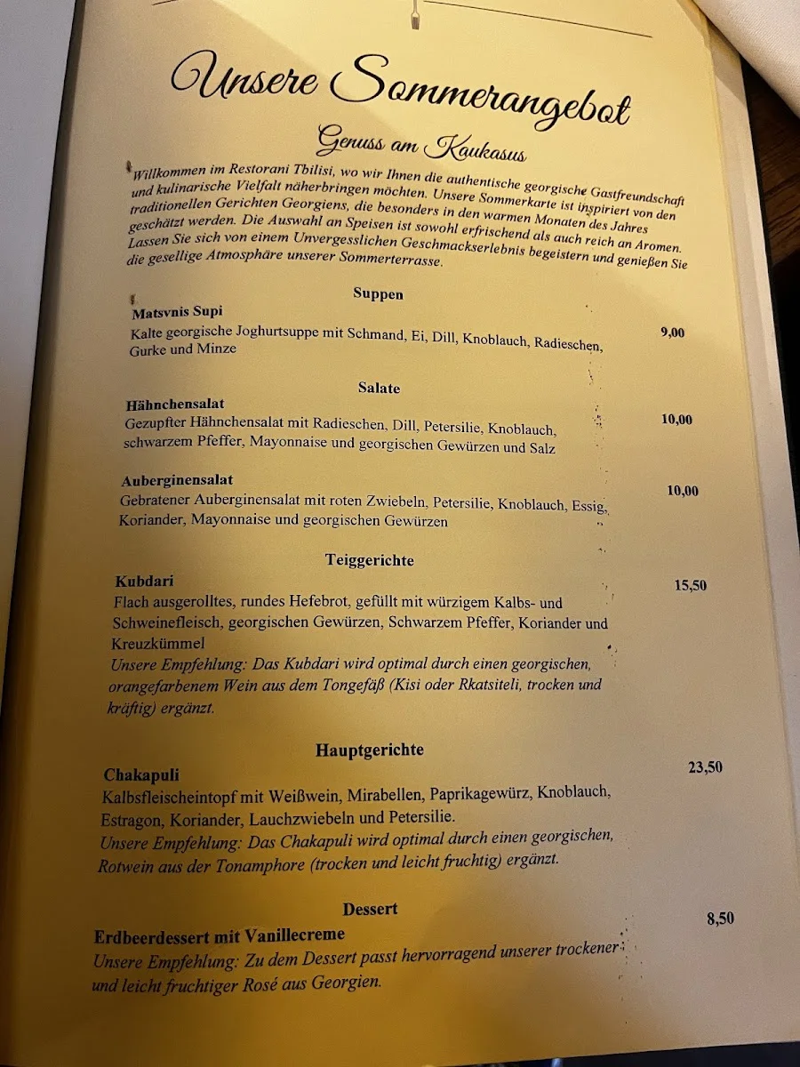 Restorani Tbilisi – Speisekarte in Berlin