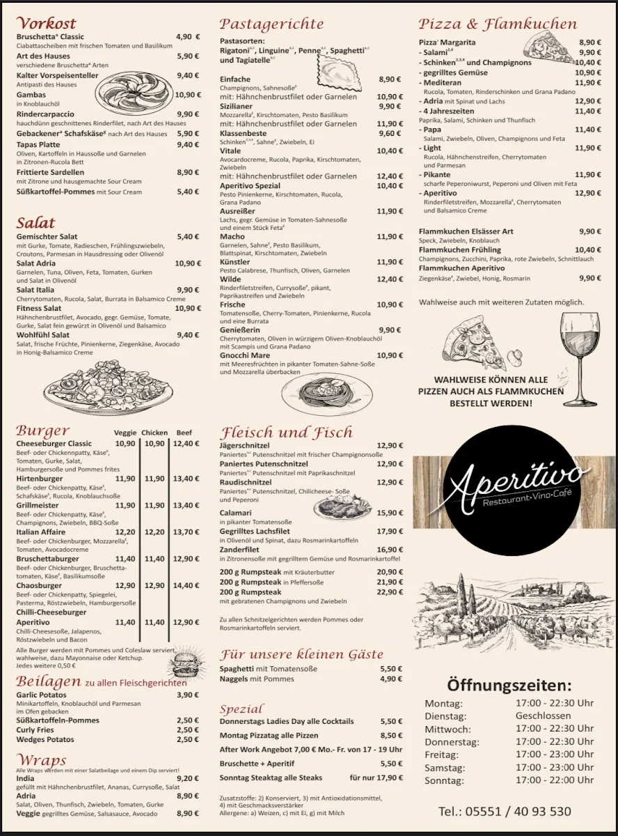 Aperitivo Northeim – Speisekarte in Northeim, Niedersachsen