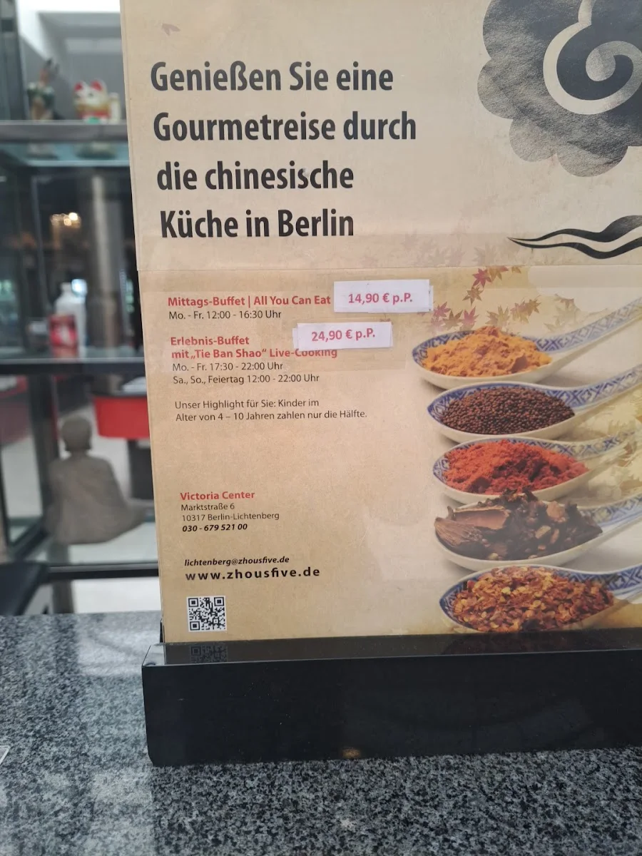 Zhou's Five GmbH – Speisekarte in Berlin