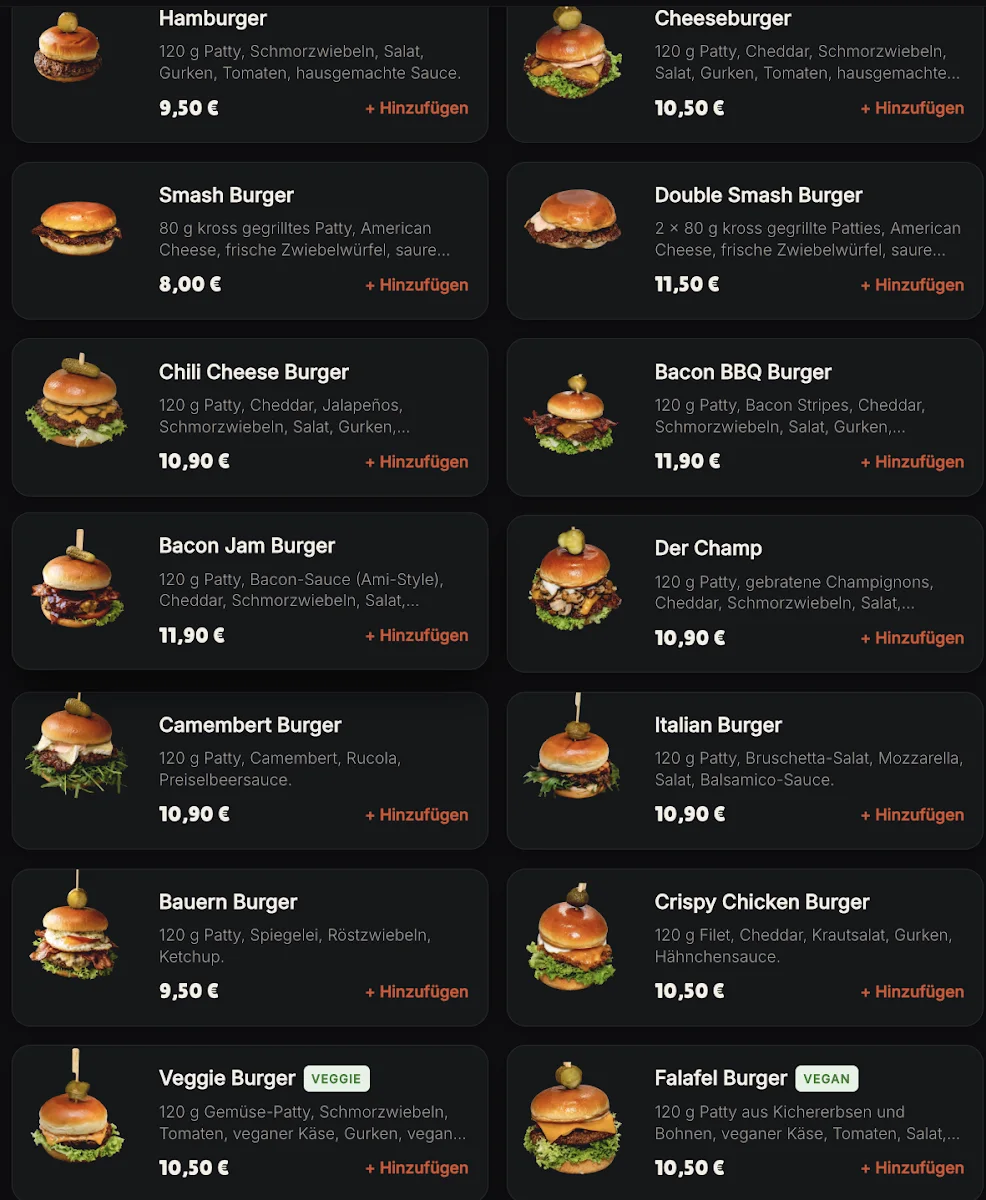 Die Burgerschmiede – Speisekarte in Essen, Nordrhein-Westfalen