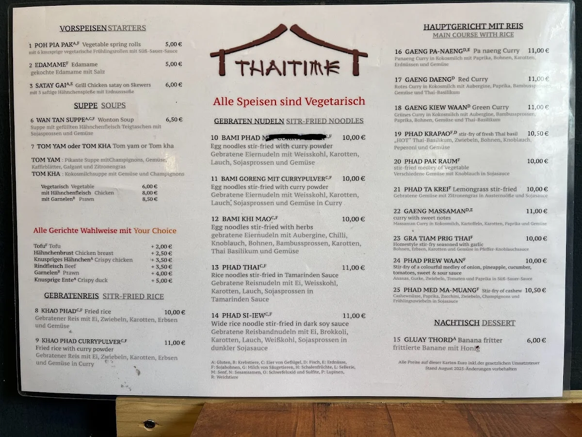 Thaitime Frankfurt – Speisekarte in Frankfurt am Main, Hessen