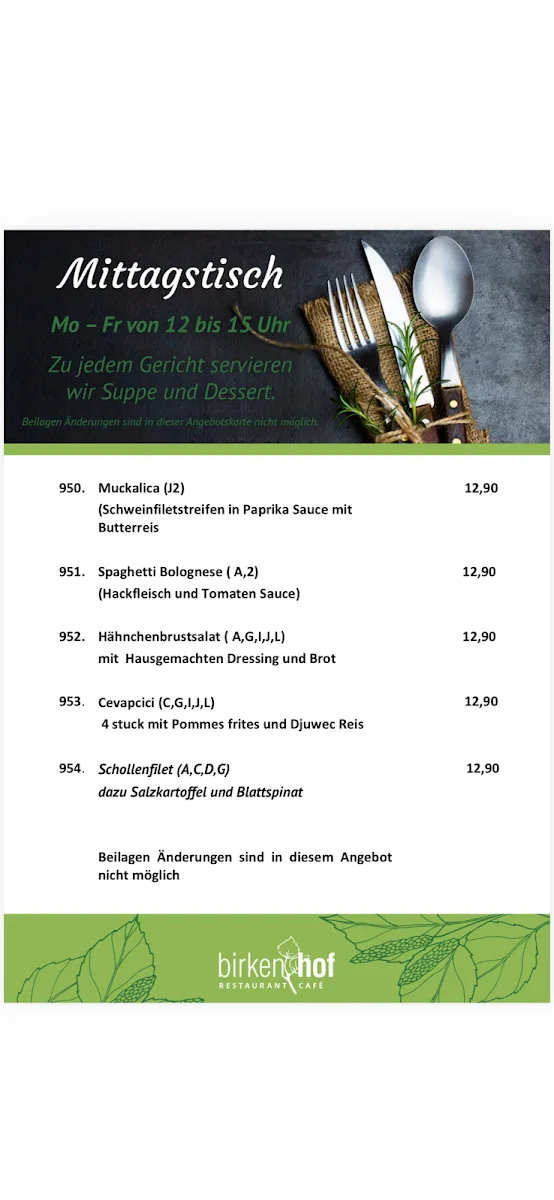 Restaurant Birkenhof – Speisekarte in Nettetal, Nordrhein-Westfalen