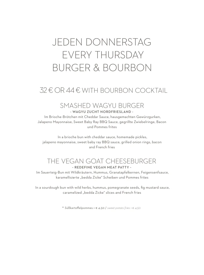Fontenay Bar – Speisekarte in Hamburg