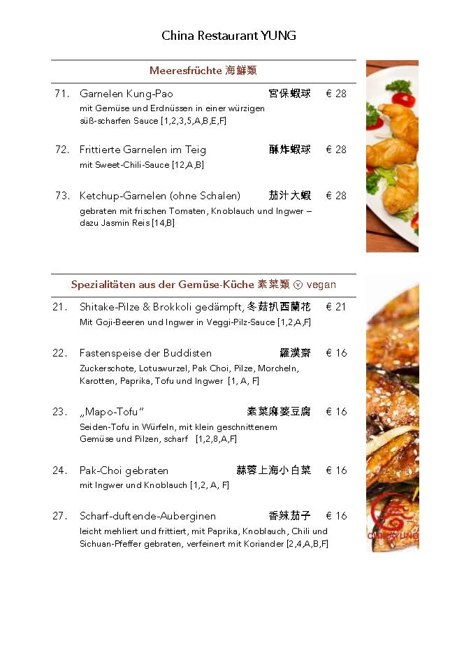 China Restaurant Yung – Speisekarte in Frankfurt am Main, Hessen