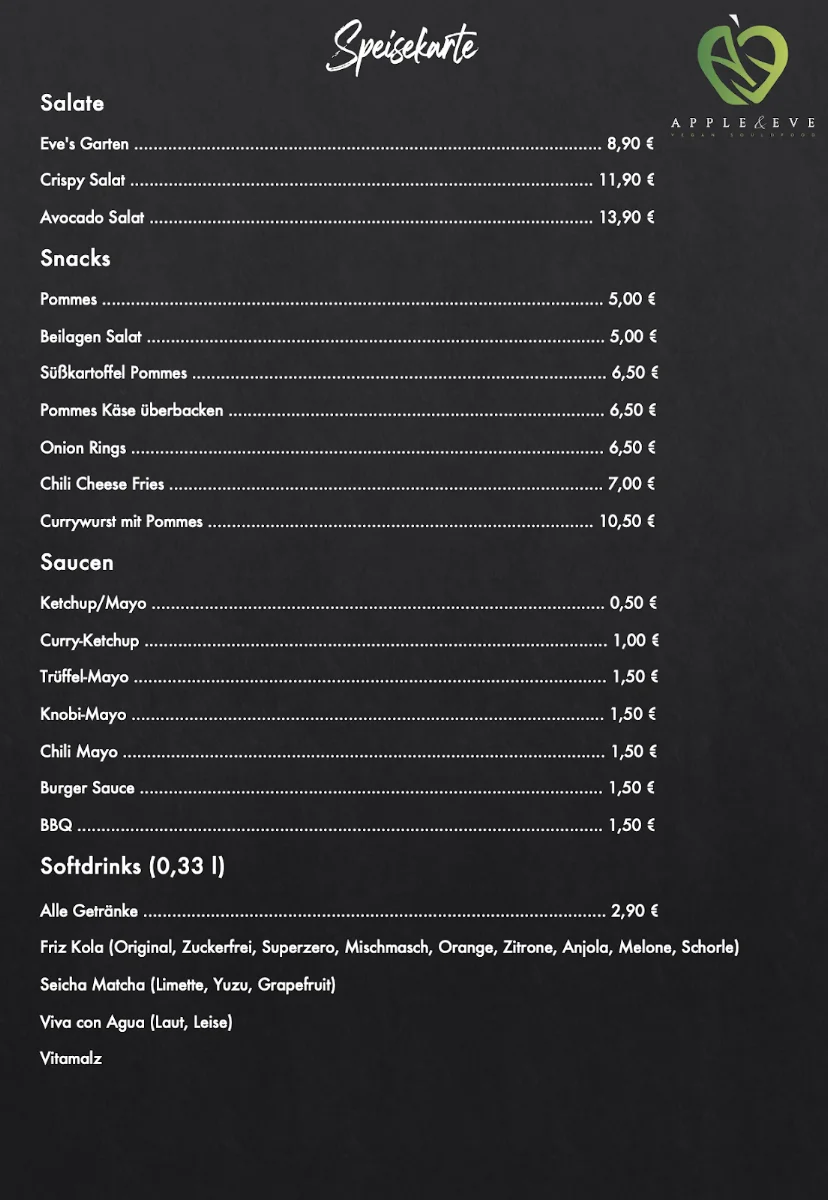Apple & Eve – Speisekarte in Hamburg