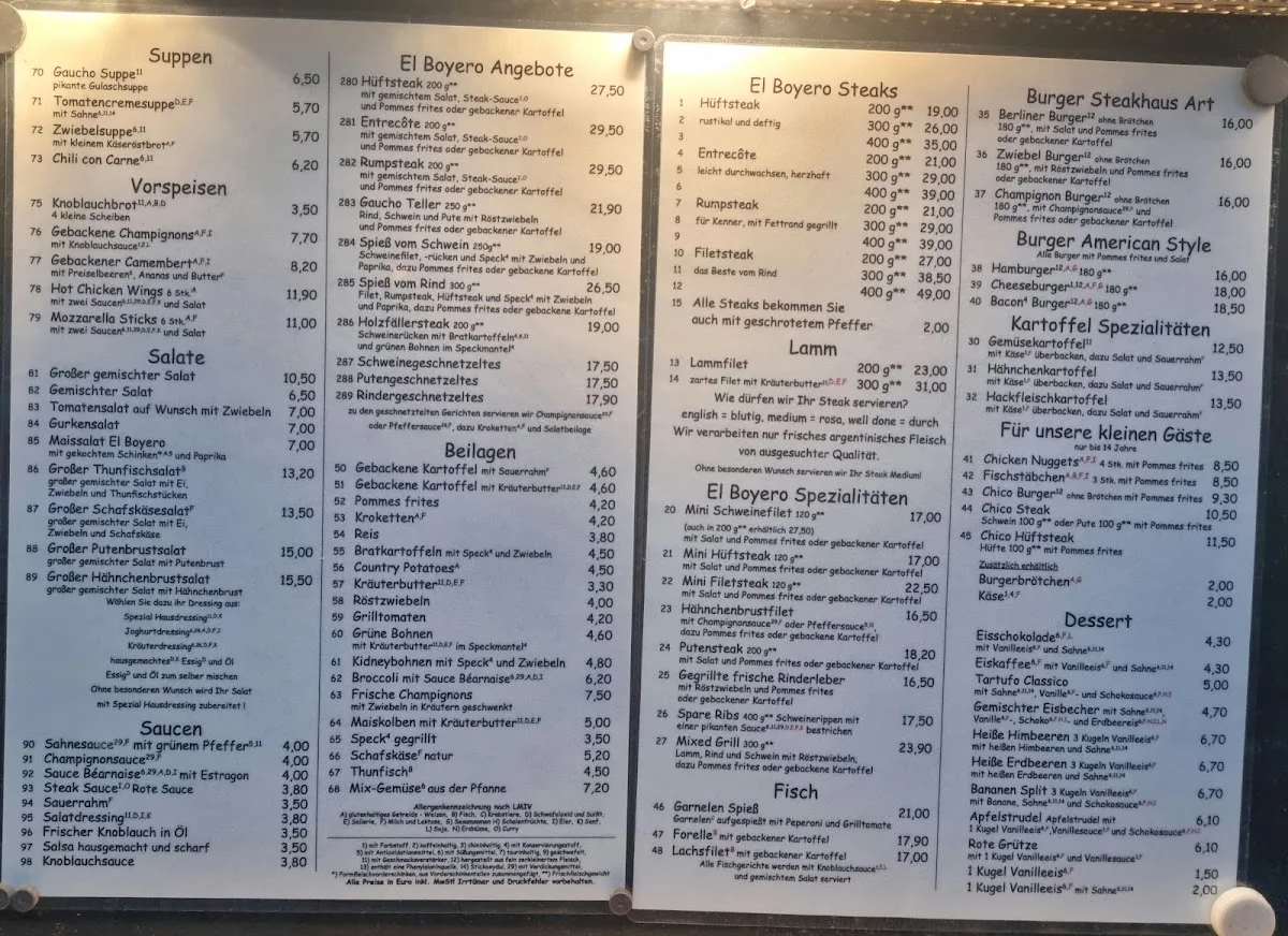 El Boyero – Speisekarte in Glienicke/Nordbahn, Brandenburg