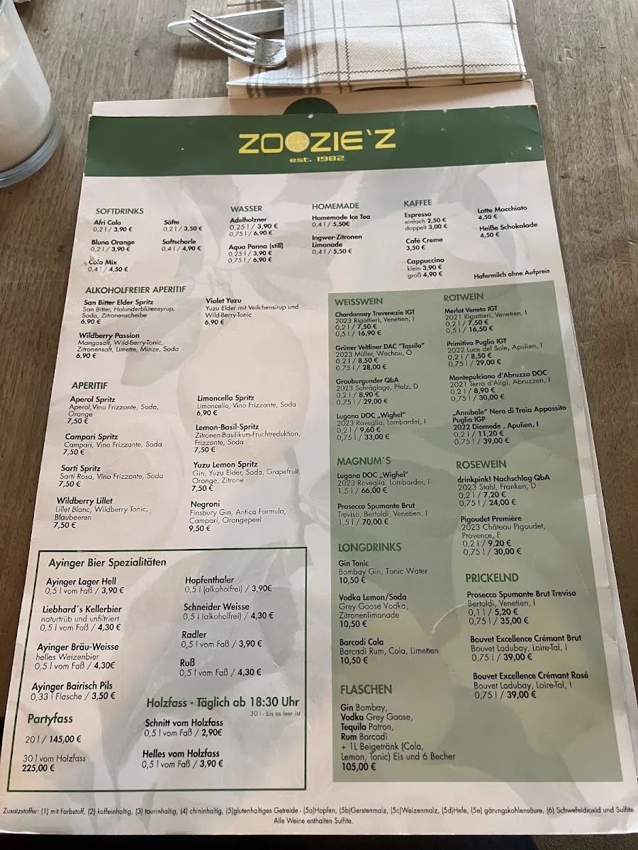 Fugazi – Speisekarte in München, Bayern