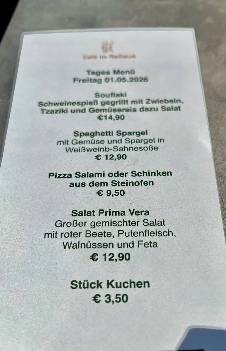 Cafe im Rathaus Friedrichshafen – Speisekarte in Friedrichshafen, Baden-Württemberg