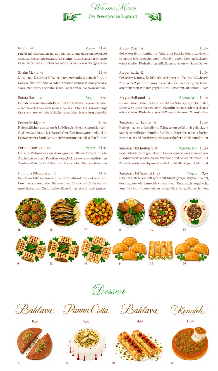 QADMOUS - Libanesisches Restaurant Berlin – Speisekarte in Berlin