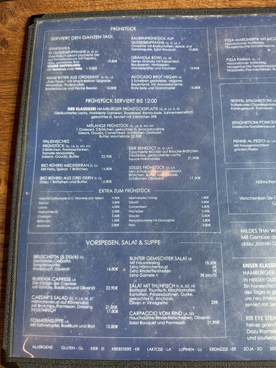 Mélange – Speisekarte in Hamburg