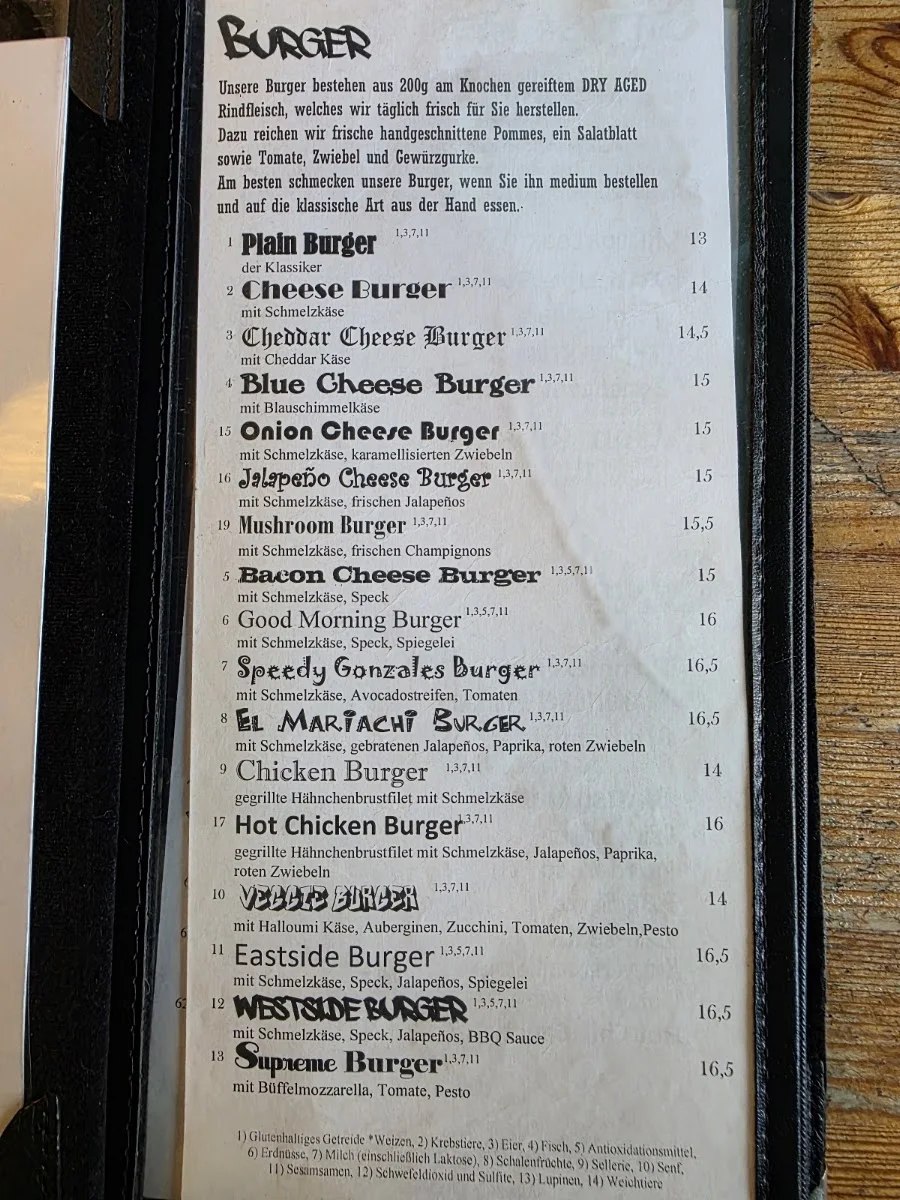Supreme Burger Grill & Bar – Speisekarte in Berlin