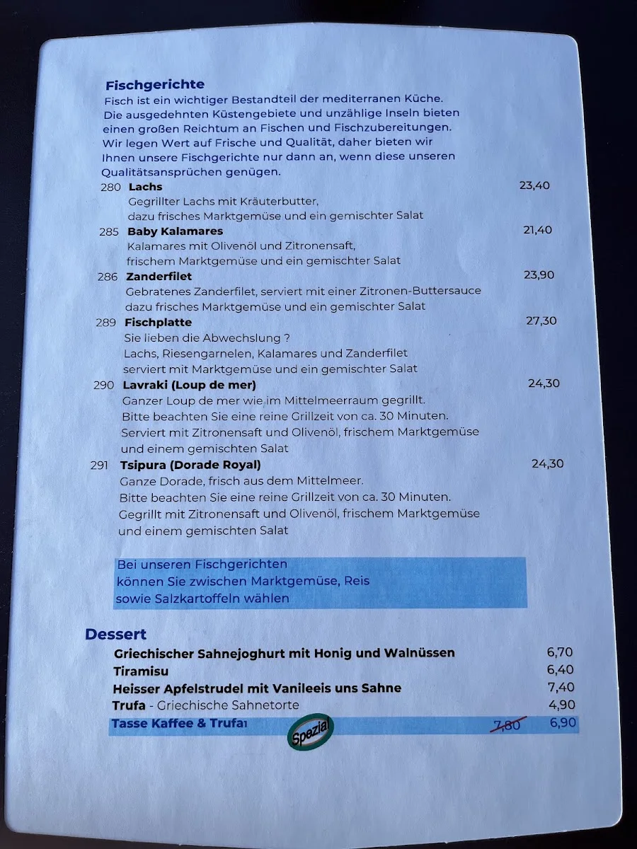 Restaurant Oasis – Speisekarte in Köln, Nordrhein-Westfalen
