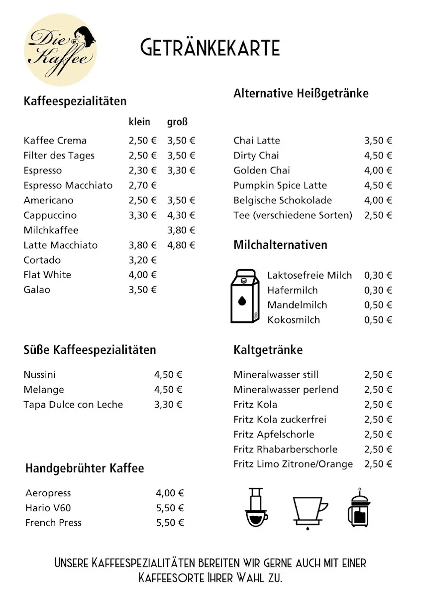 Die Kaffee Privatrösterei Olga Sabristova – Speisekarte in Düsseldorf, Nordrhein-Westfalen