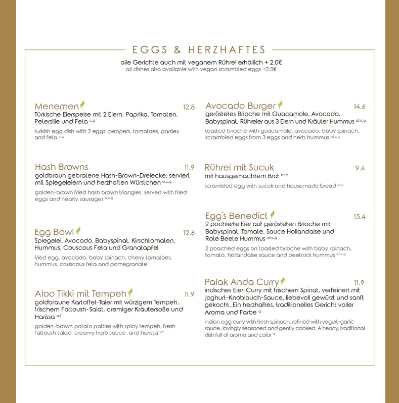NOA Restaurant / Frühstück – Speisekarte in Stuttgart, Baden-Württemberg