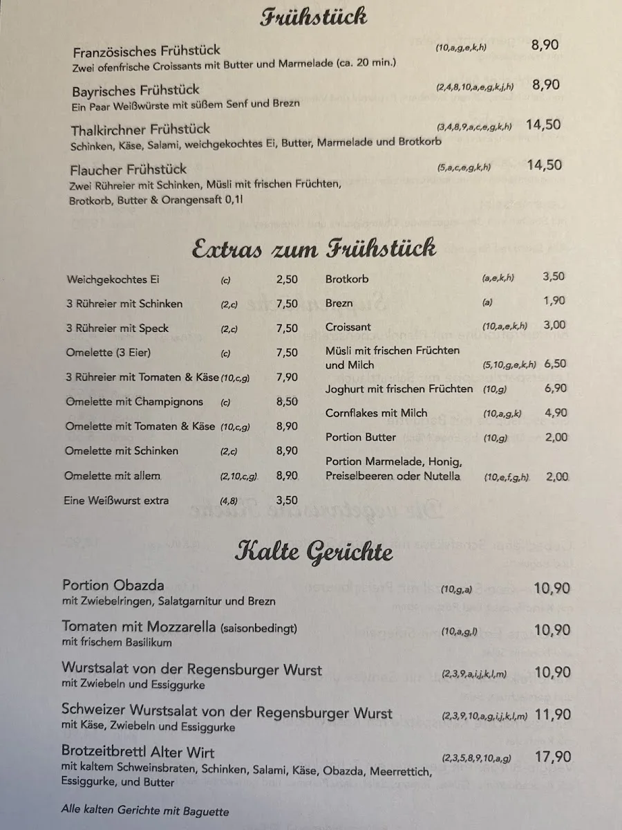 Gasthaus Alter Wirt – Speisekarte in München, Bayern