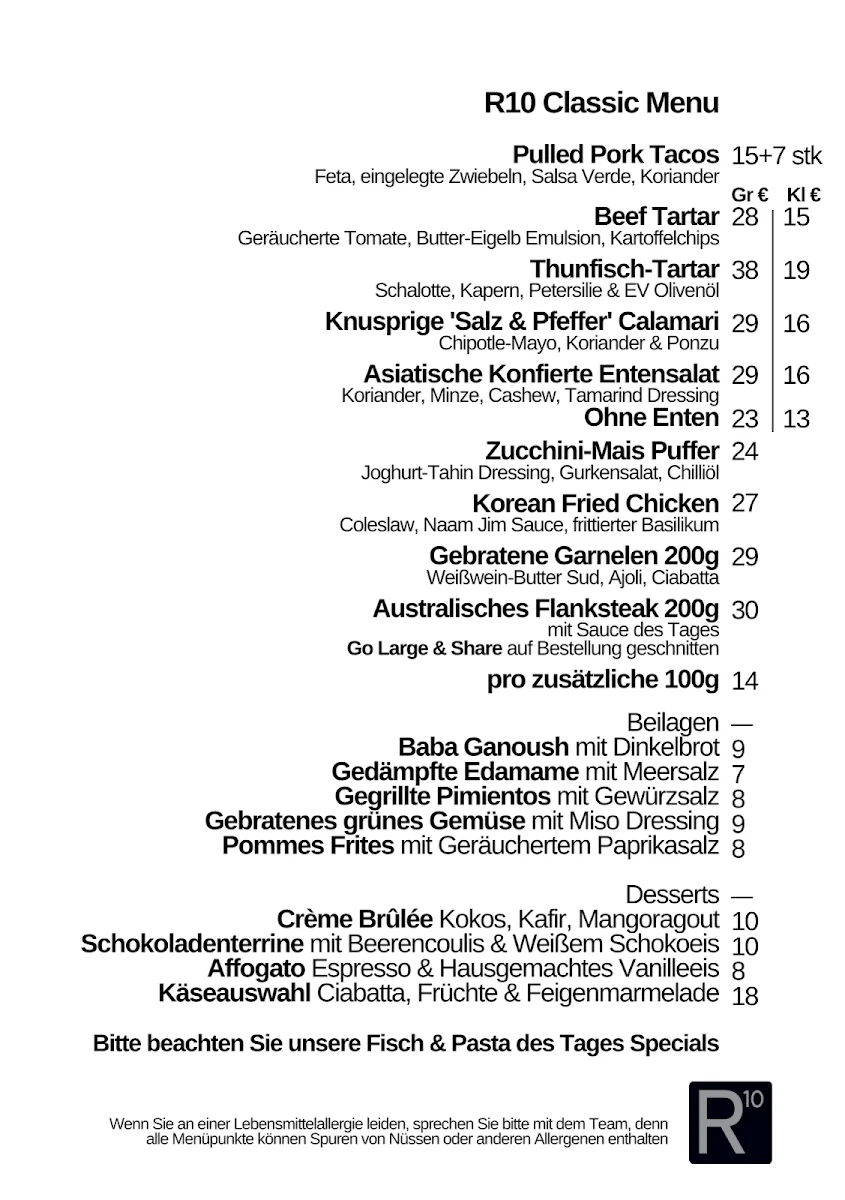 R10 Bar – Speisekarte in Leipzig, Sachsen