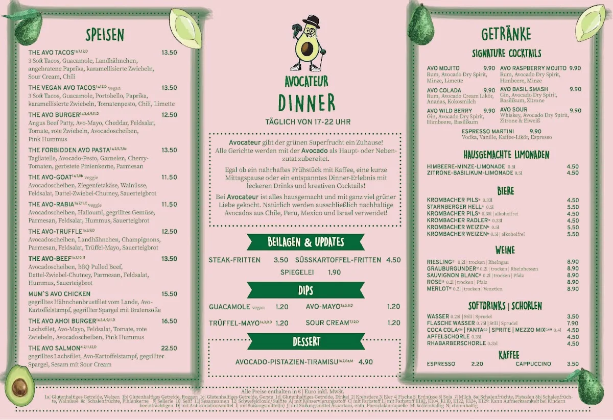 Avocateur – Speisekarte in Frankfurt am Main, Hessen