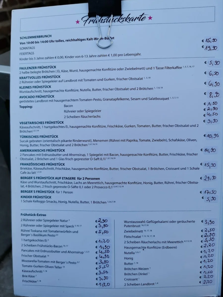 Berger’s am Serrahn – Speisekarte in Hamburg