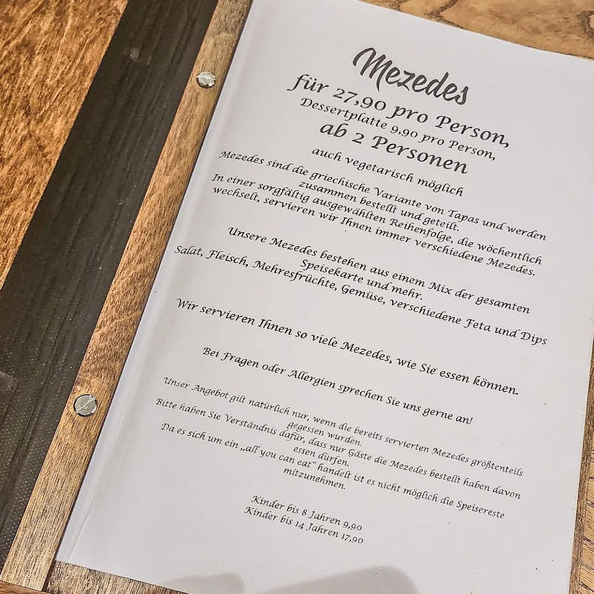 Mezedes – Speisekarte in Hamburg