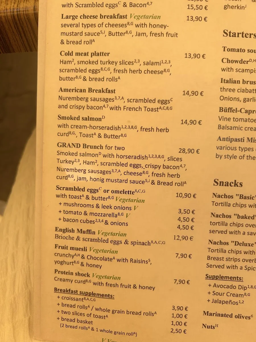 Grand Bar Cafe Restaurant Bar – Speisekarte in Berlin