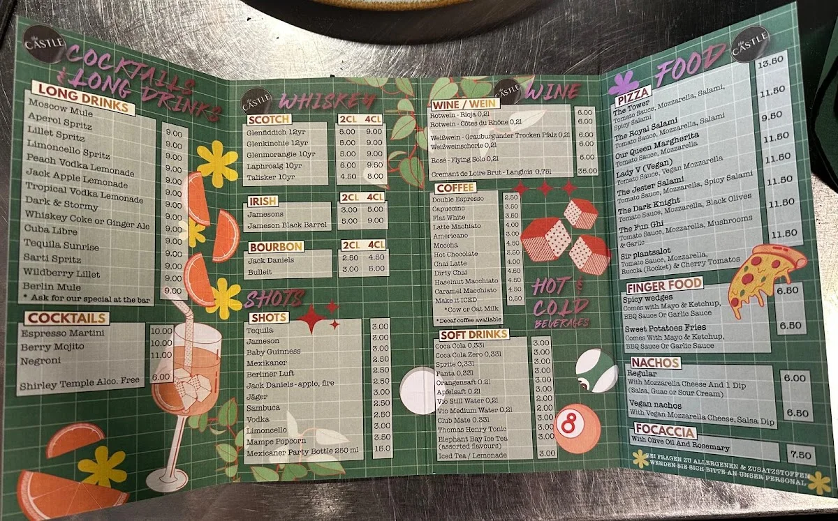 the CASTLE Pub Berlin – Speisekarte in Berlin
