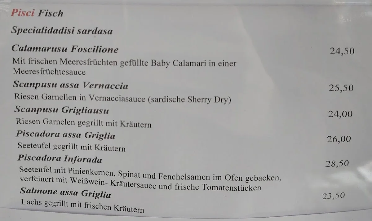 Ristorante Sardegna UG – Speisekarte in Frankfurt am Main, Hessen