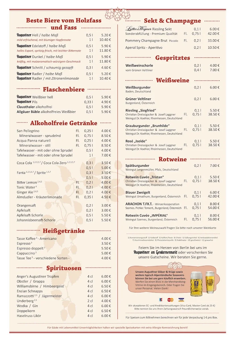 Augustiner am Gendarmenmarkt – Speisekarte in Berlin