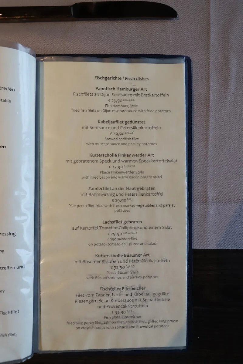 Restaurant - Hamburger Elbspeicher – Speisekarte in Hamburg