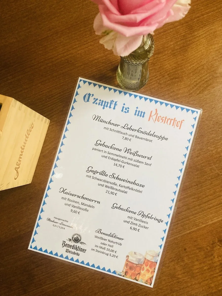 Restaurant Klosterhof – Speisekarte in Frankfurt am Main, Hessen