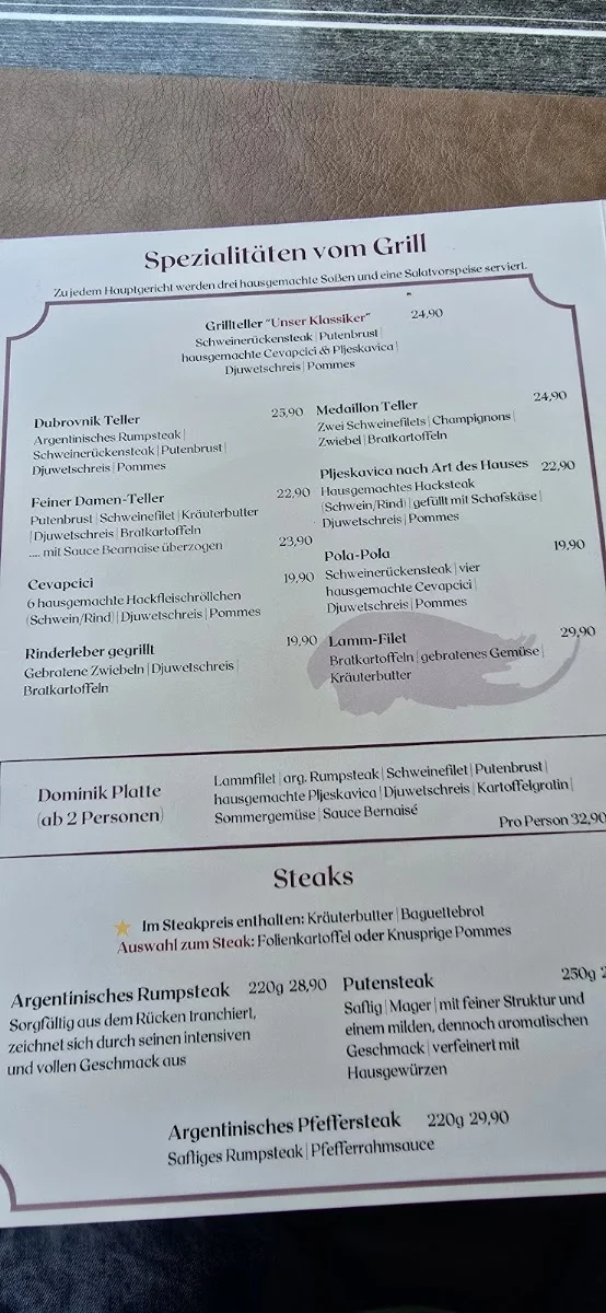 Restaurant Dubrovnik Pinneberg – Speisekarte in Pinneberg, Schleswig-Holstein