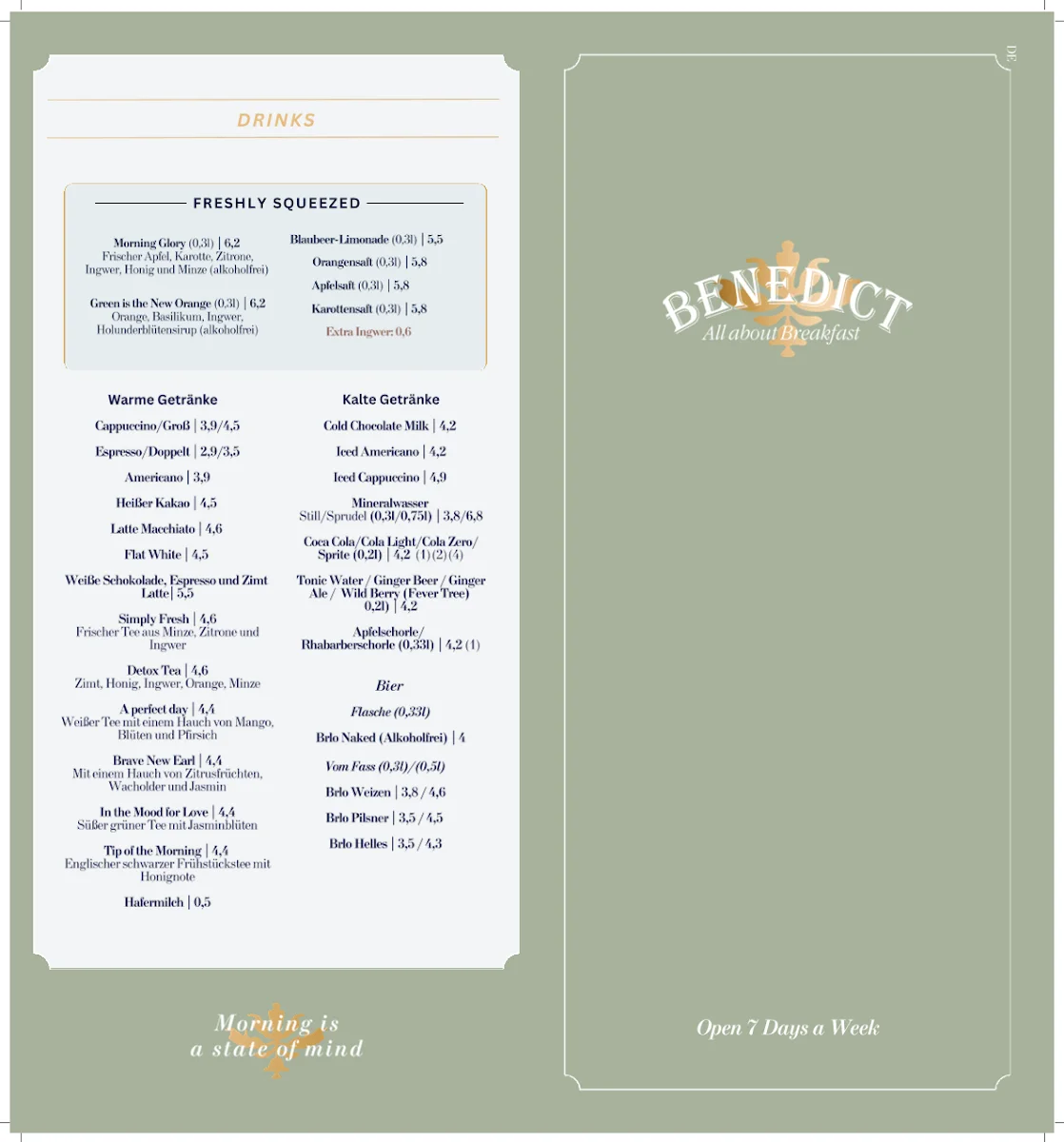 BENEDICT – Speisekarte in Berlin