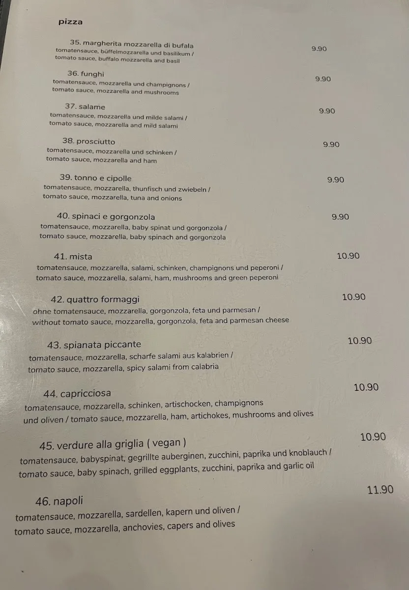 Ristorante Evin – Speisekarte in Berlin