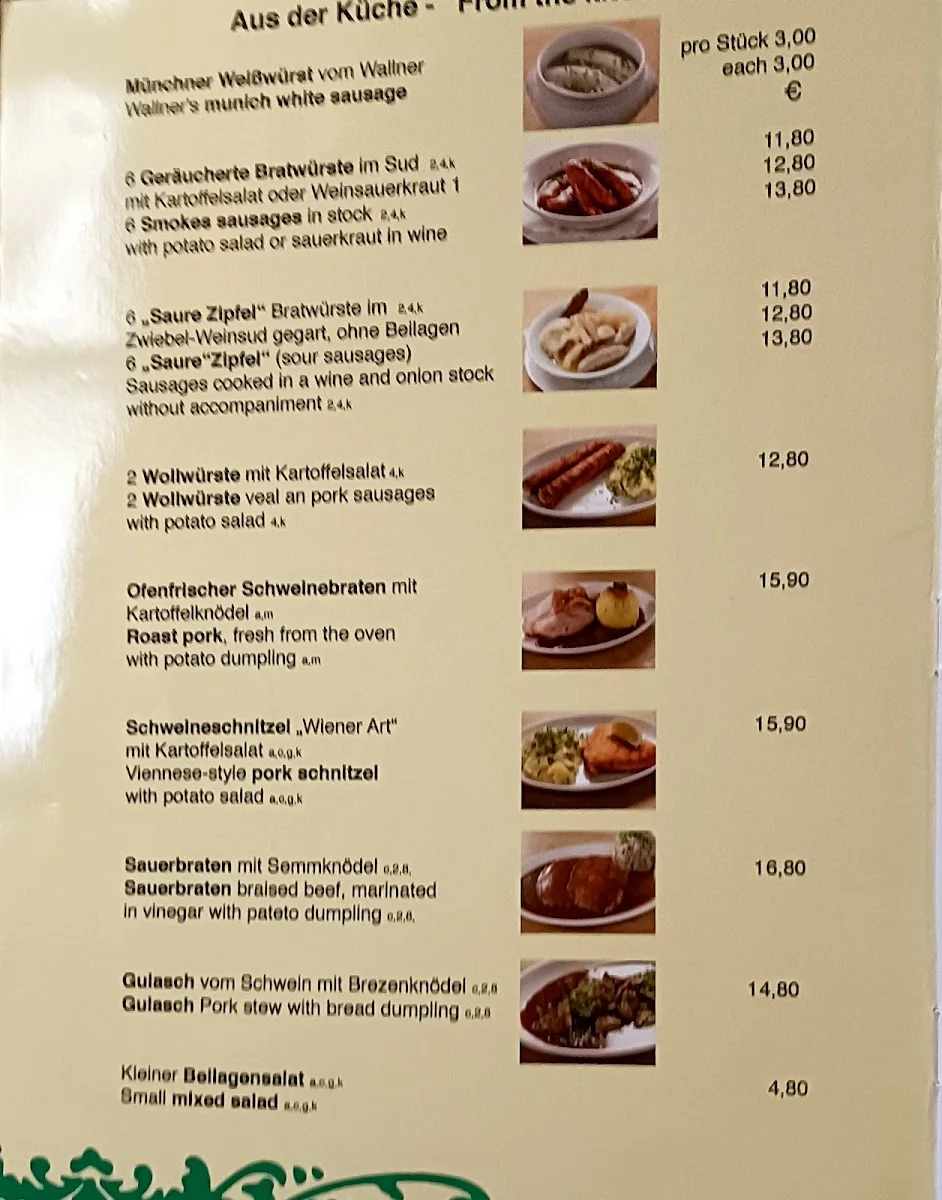 Bratwurstherzl – Speisekarte in München, Bayern
