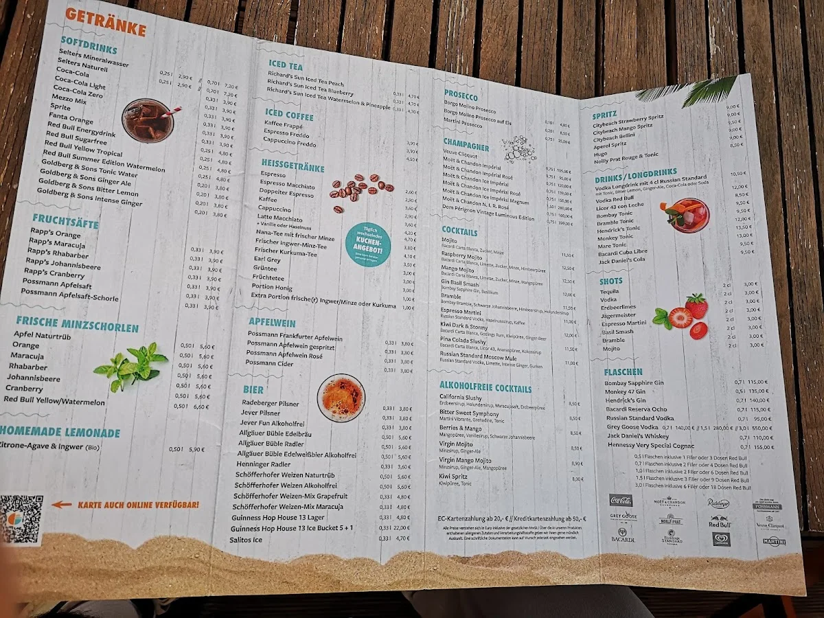 CityAlm/Citybeach – Speisekarte in Frankfurt am Main, Hessen