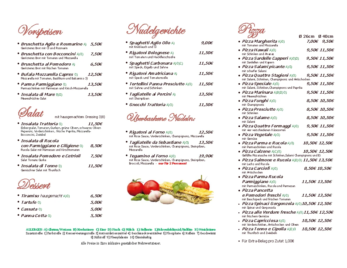 Trattoria Da Sebastiano – Speisekarte in Nürnberg, Bayern