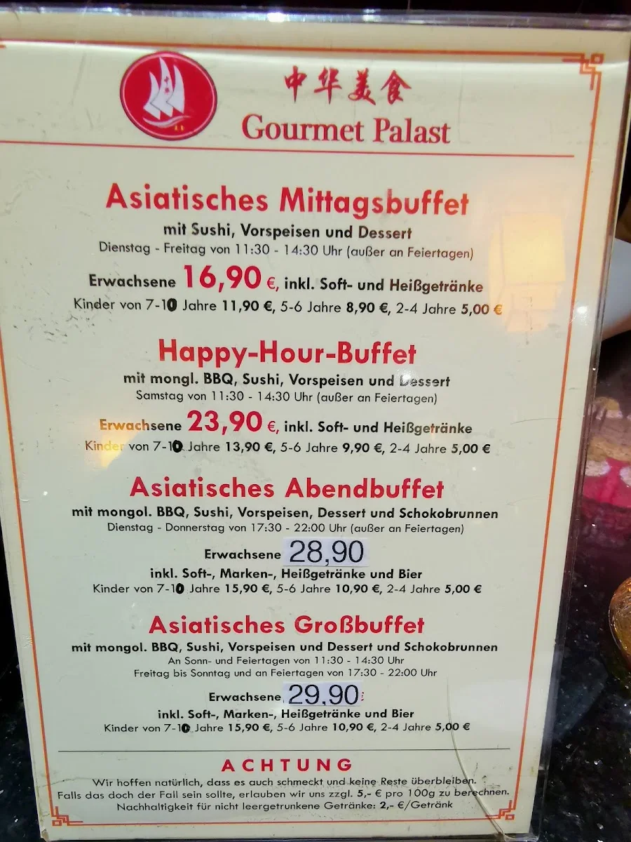 Gourmet Palast Stuttgart – Speisekarte in Stuttgart, Baden-Württemberg