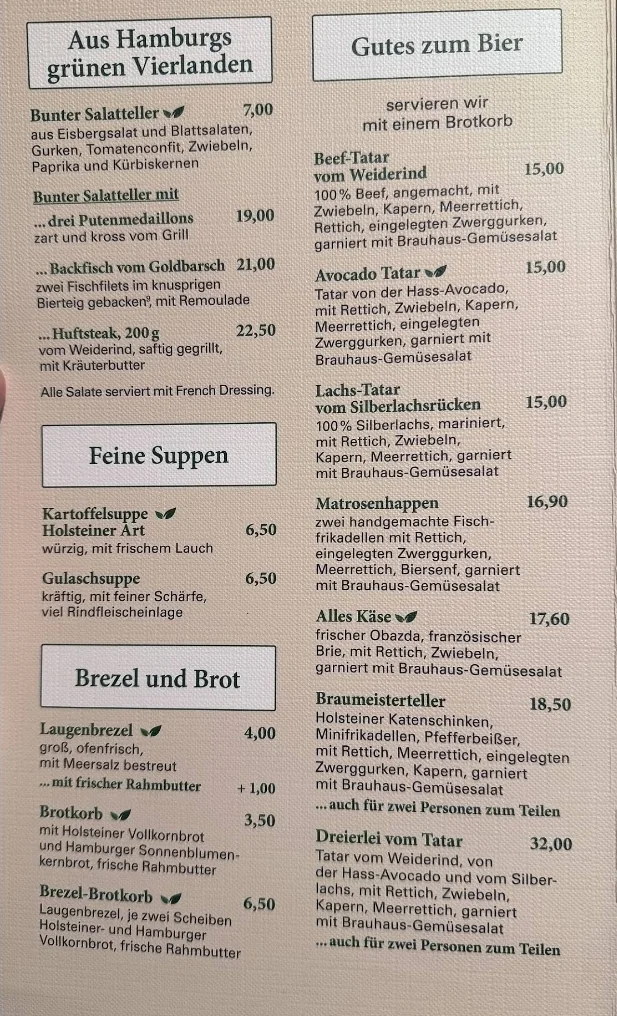 BLOCKBRÄU – Speisekarte in Hamburg
