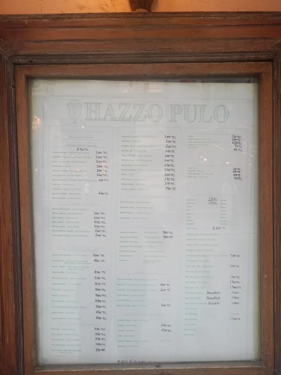 Hazzo Pulo Restaurant ve Şarap Evi – Menü · İstiklal, İstanbul
