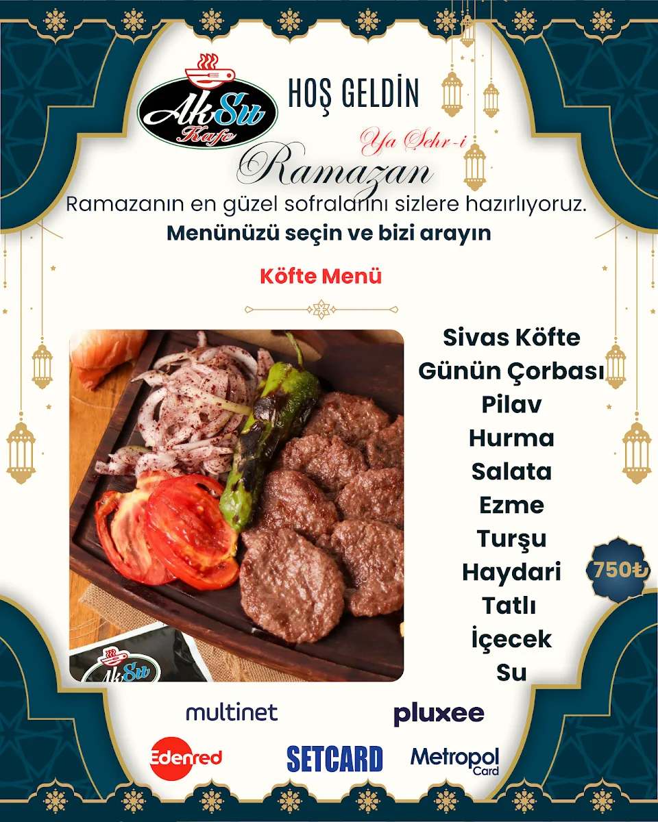 Aksu Kafe – Menü · Ferhatbostan, Sivas
