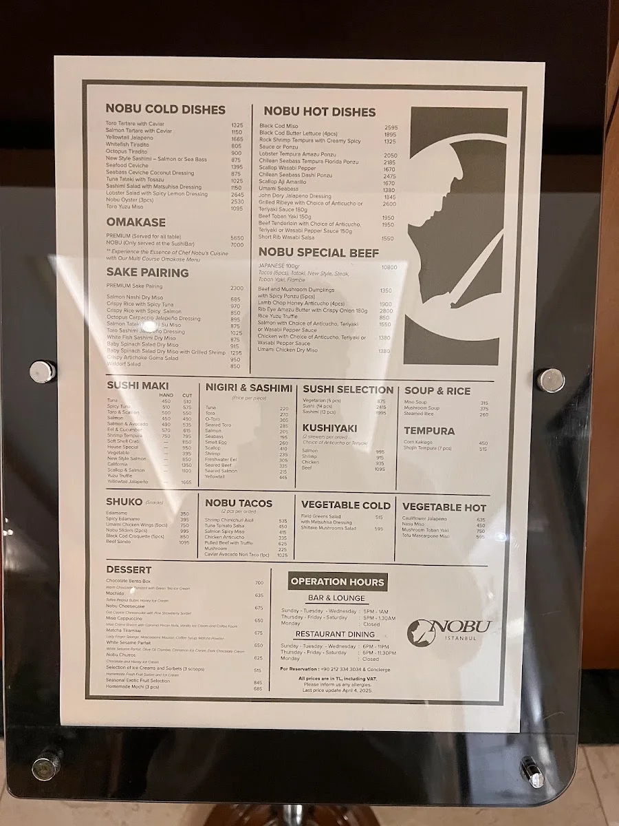Nobu Istanbul – Menü · Harbiye, İstanbul