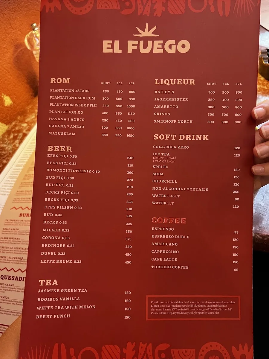 el fuego – Menü · Yerkesik, Muğla