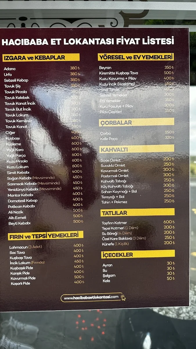 Hacıbaba Et Lokantası – Menü · Dayidağ, Gaziantep