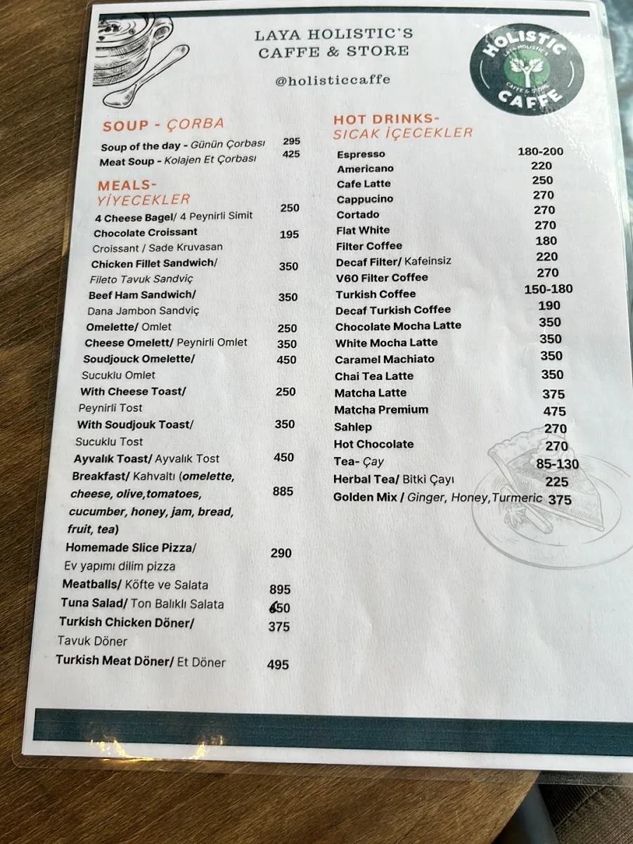 Laya Holistic Caffe & Store – Menü · Pürtelaş, İstanbul